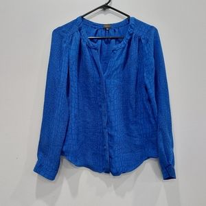 Aritzia Babaton Blue Snakeskin Silk Button Up Blouse XS